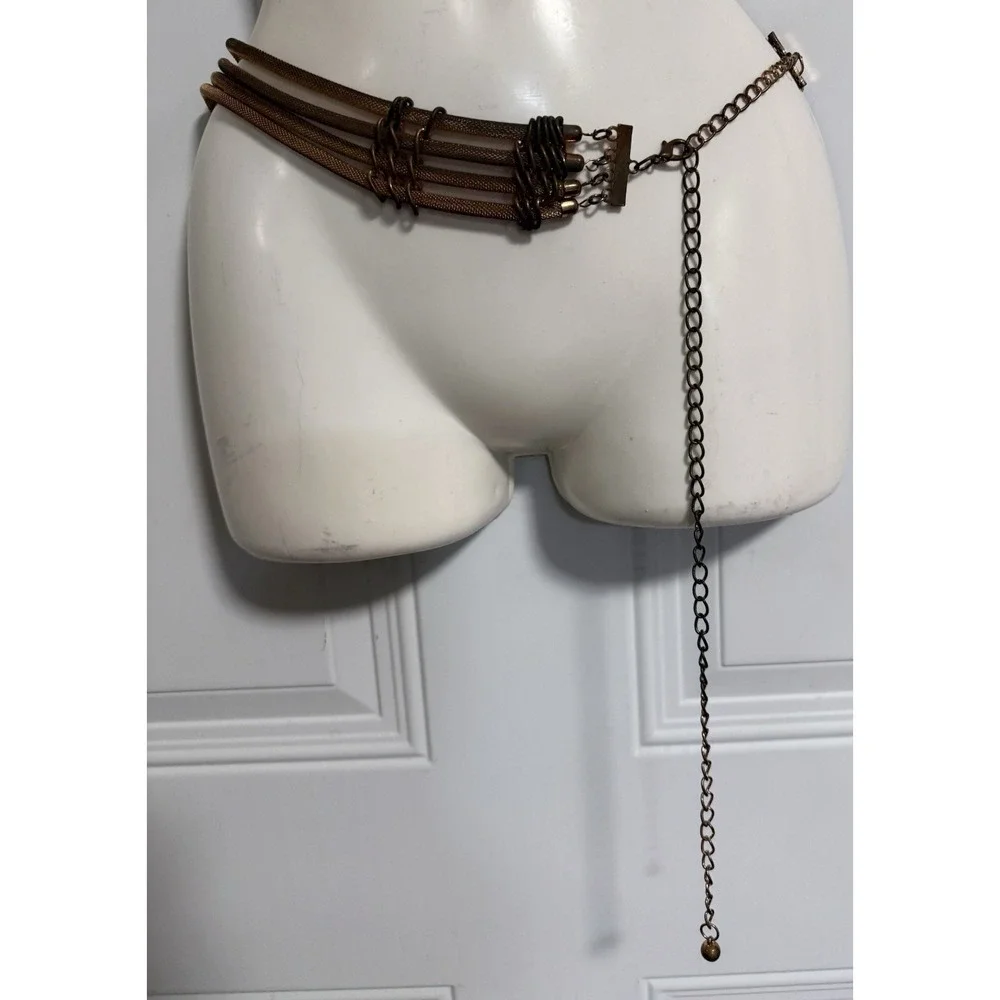 Vintage Bronze Mesh Chain Belt‎ Multi Strand Boho Statement Waist Adjustable